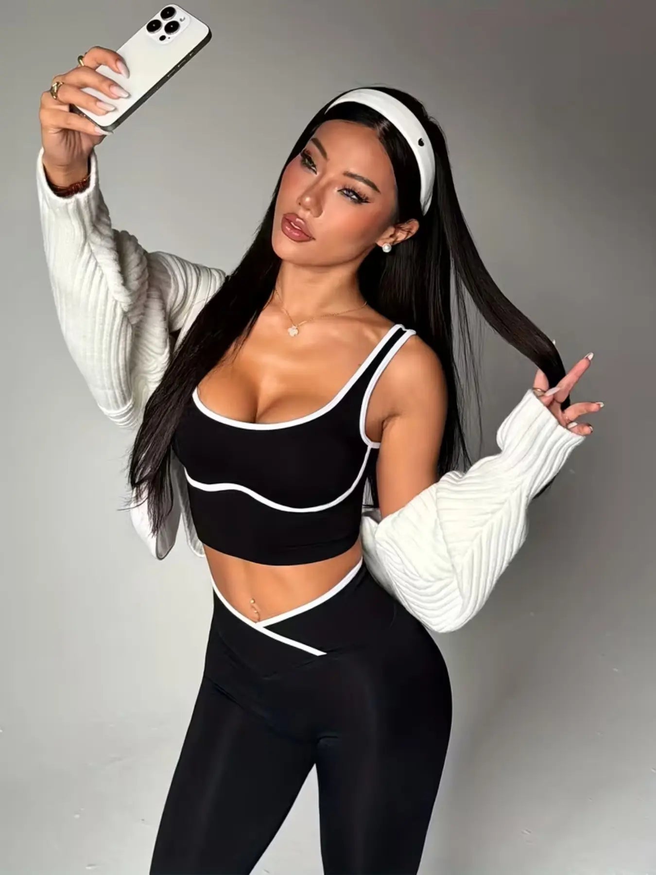 Women'S Seamless Colorblock Tank Top and Bell Bottom Pants Set, High Waisted Butt Lifting Design, Casual Sportswear, Athleisure Wear Set, Workout Set, Yoga Tracksuit Set, Yoga Clothes Set