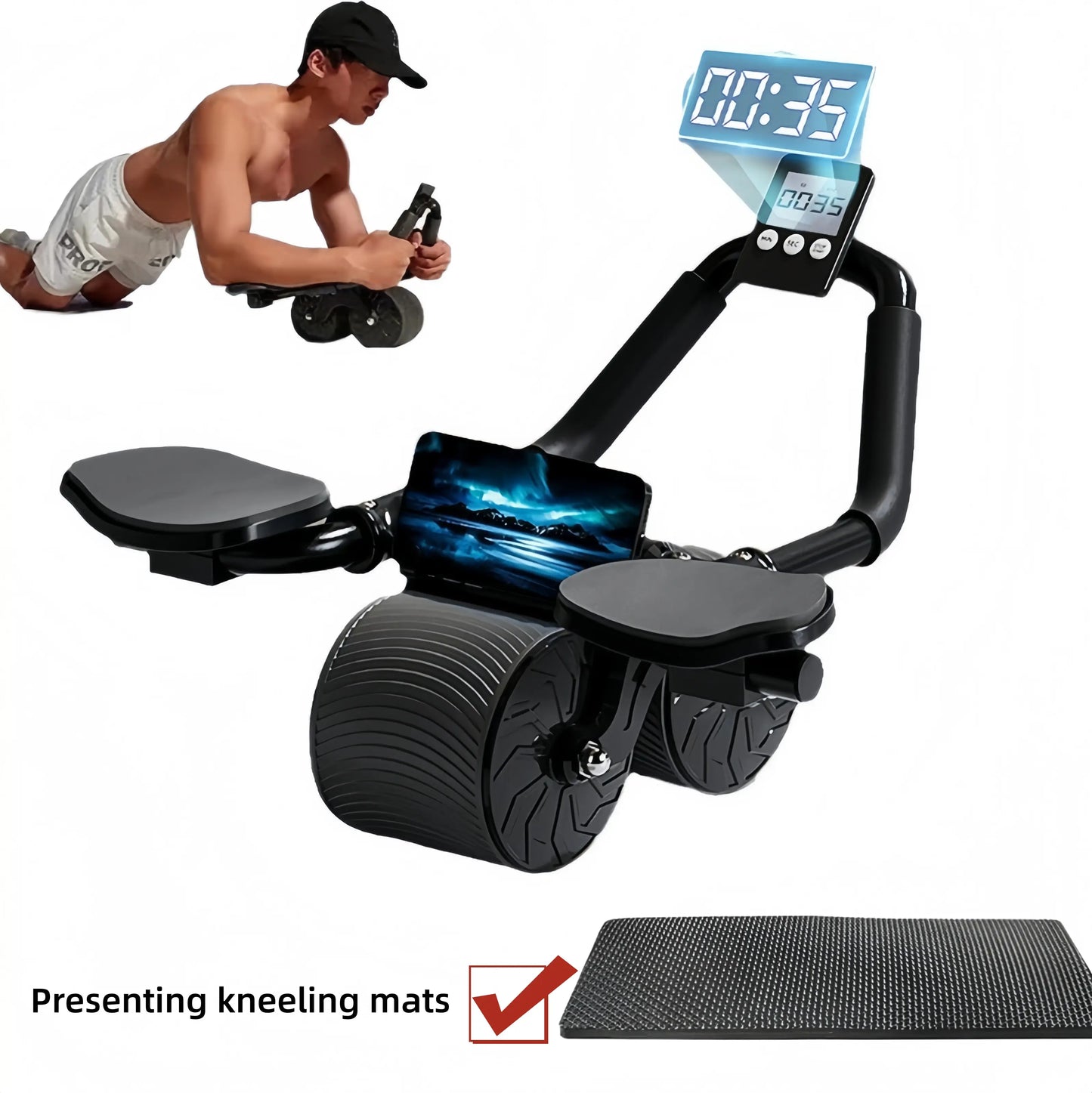 Core Training Fitness Equipment for Beginners - Automatic Rebounding with Timer and Kneeling Pad - Ideal Holiday Gift for All Fitness Levels