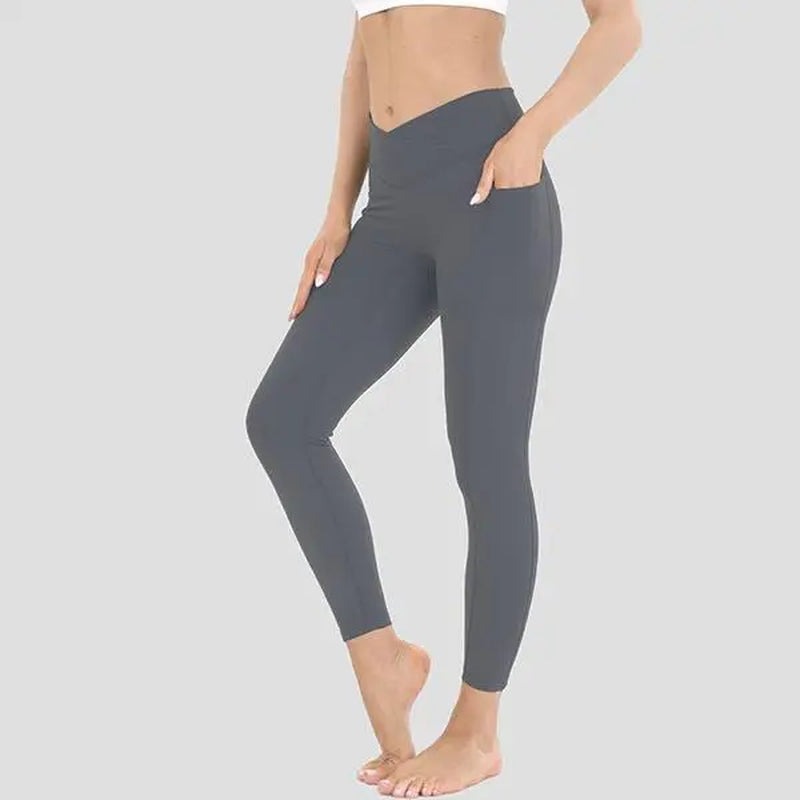High Waist Stretchable Yoga Pants for Women - Athletic Leggings with Pockets for Yoga, Running, and Outdoor Activities