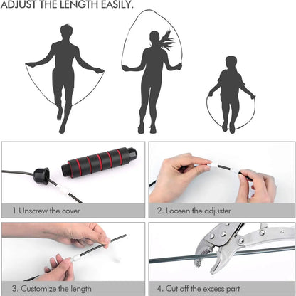 Adjustable High-Quality Jump Rope with Ball Bearings for Fitness Training - Ideal for Women, Men, and Teens