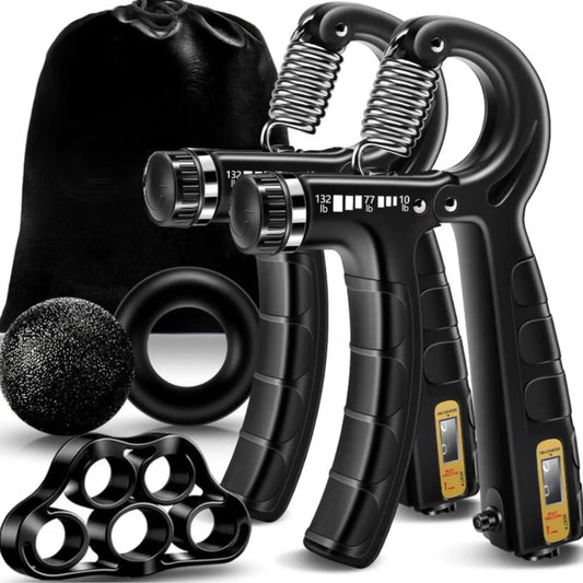 5-Pack Adjustable Resistance Forearm Strengthener with Extra Gripper and Stress Ball