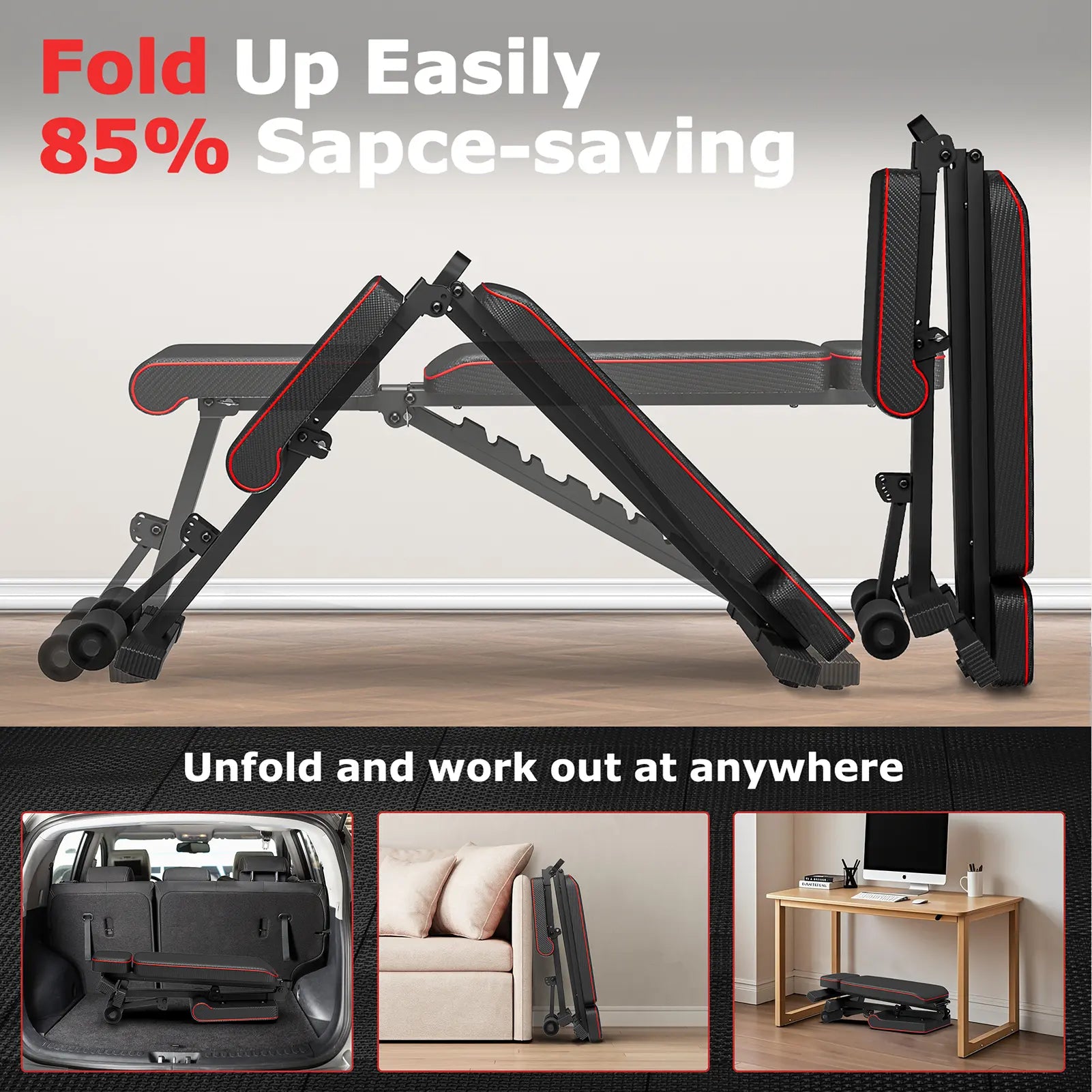 Foldable Weight Bench, 800Lbs Weight Capacity