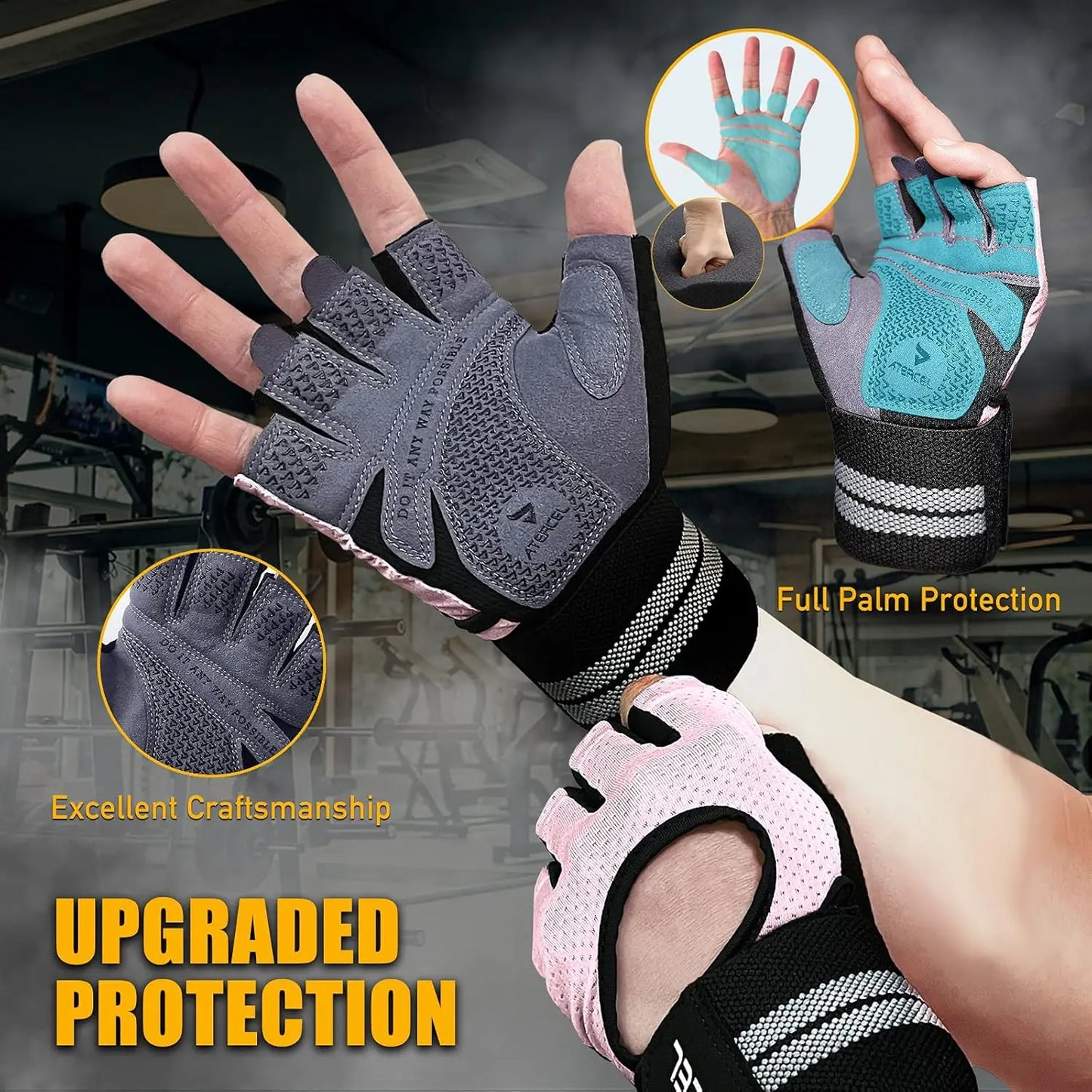 Professional Weight Lifting Gloves for Men and Women - Anti-Slip Design with Wrist Support, Full Palm Protection, and Enhanced Padding for Pull-Ups and Training