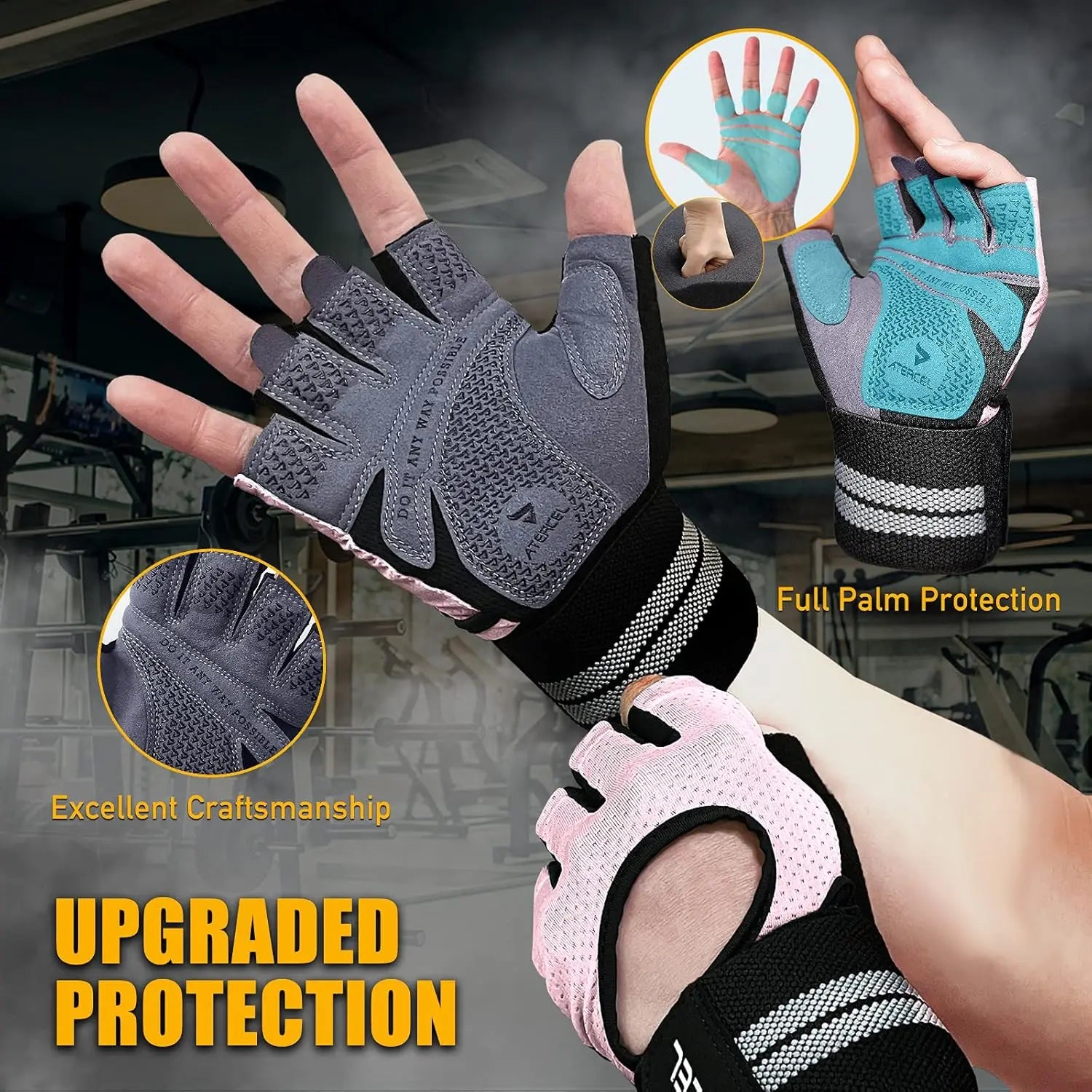 Professional Weight Lifting Gloves for Men and Women - Anti-Slip Design with Wrist Support, Full Palm Protection, and Enhanced Padding for Pull-Ups and Training