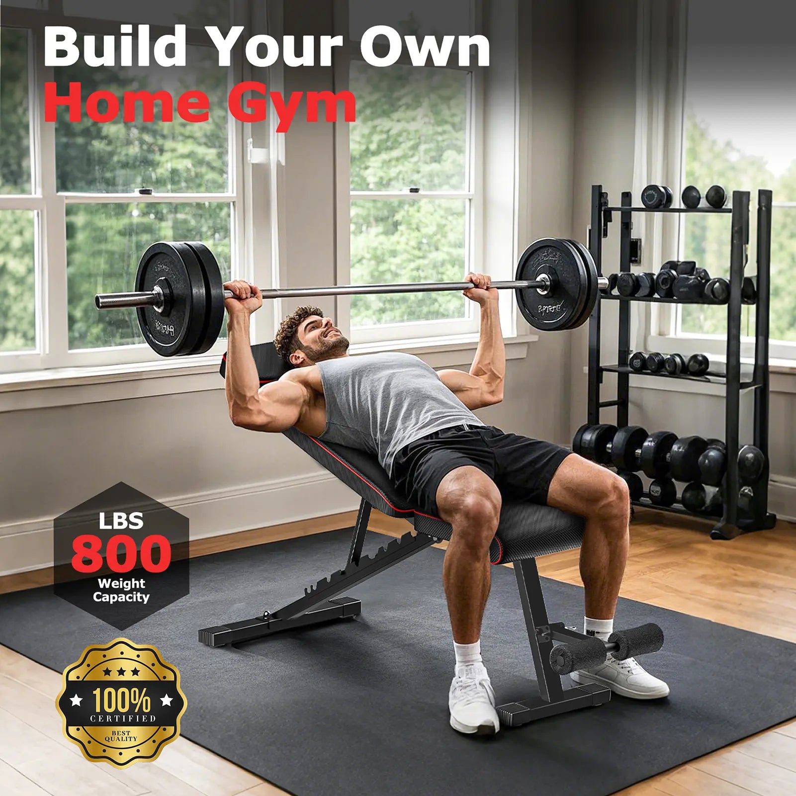 Foldable Weight Bench, 800Lbs Weight Capacity