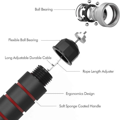 Adjustable High-Quality Jump Rope with Ball Bearings for Fitness Training - Ideal for Women, Men, and Teens