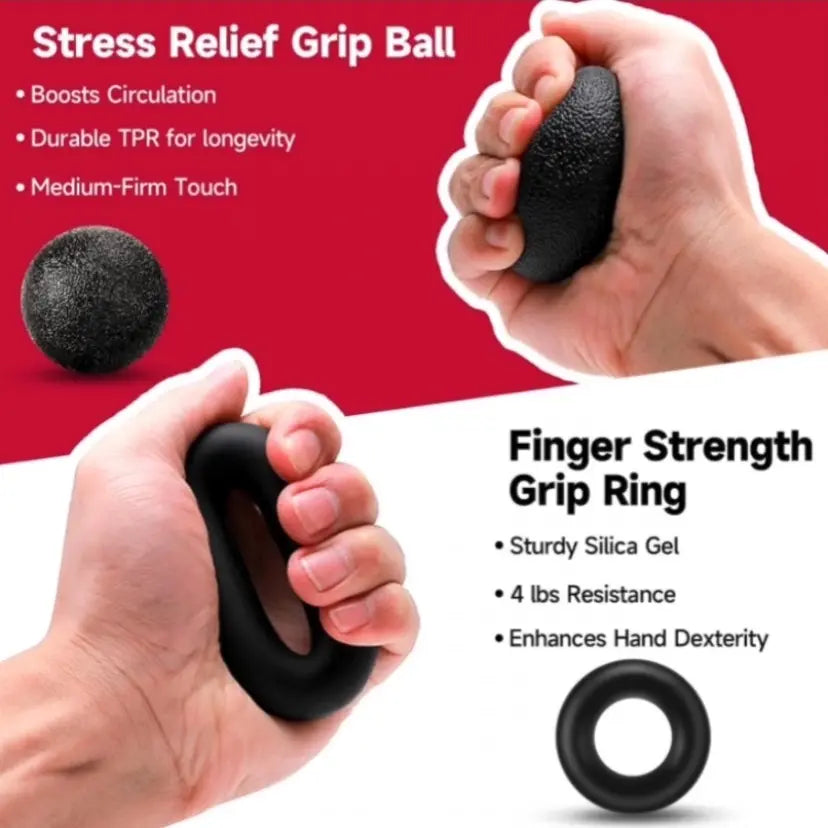 5-Pack Adjustable Resistance Forearm Strengthener with Extra Gripper and Stress Ball