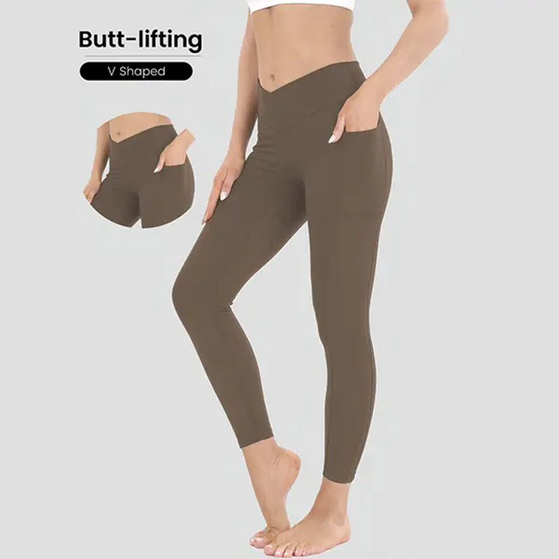 High Waist Stretchable Yoga Pants for Women - Athletic Leggings with Pockets for Yoga, Running, and Outdoor Activities