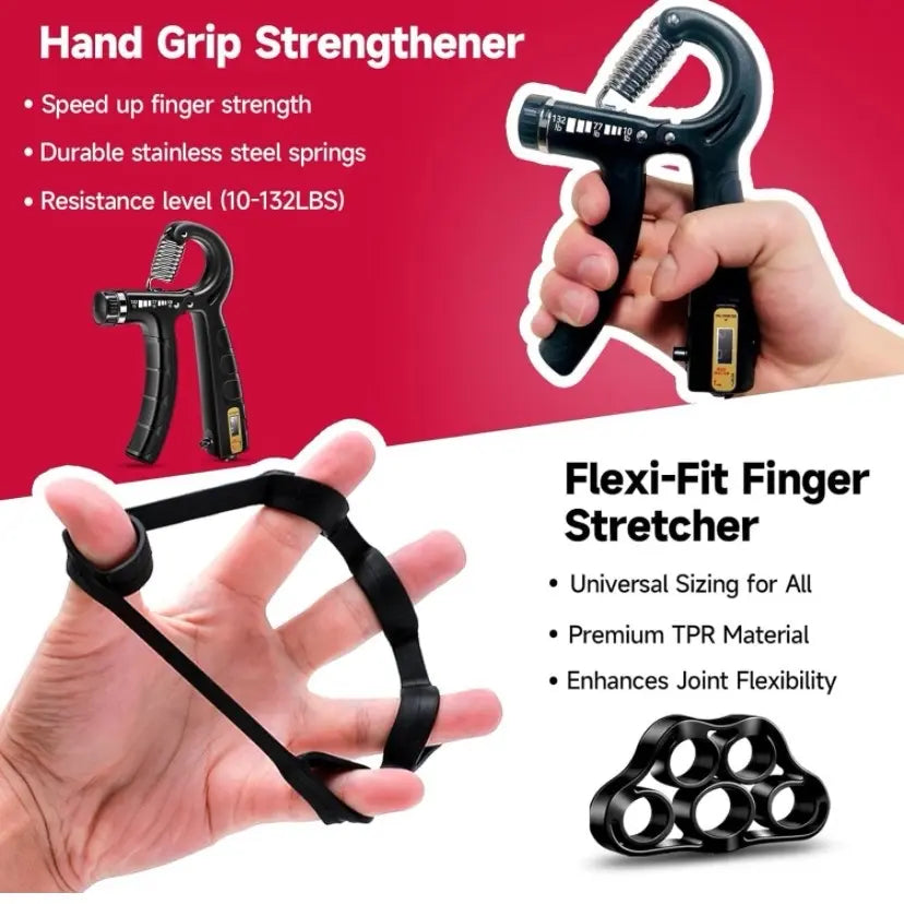 5-Pack Adjustable Resistance Forearm Strengthener with Extra Gripper and Stress Ball
