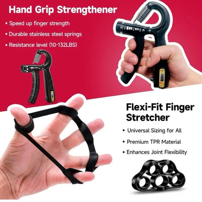 5-Pack Adjustable Resistance Forearm Strengthener with Extra Gripper and Stress Ball