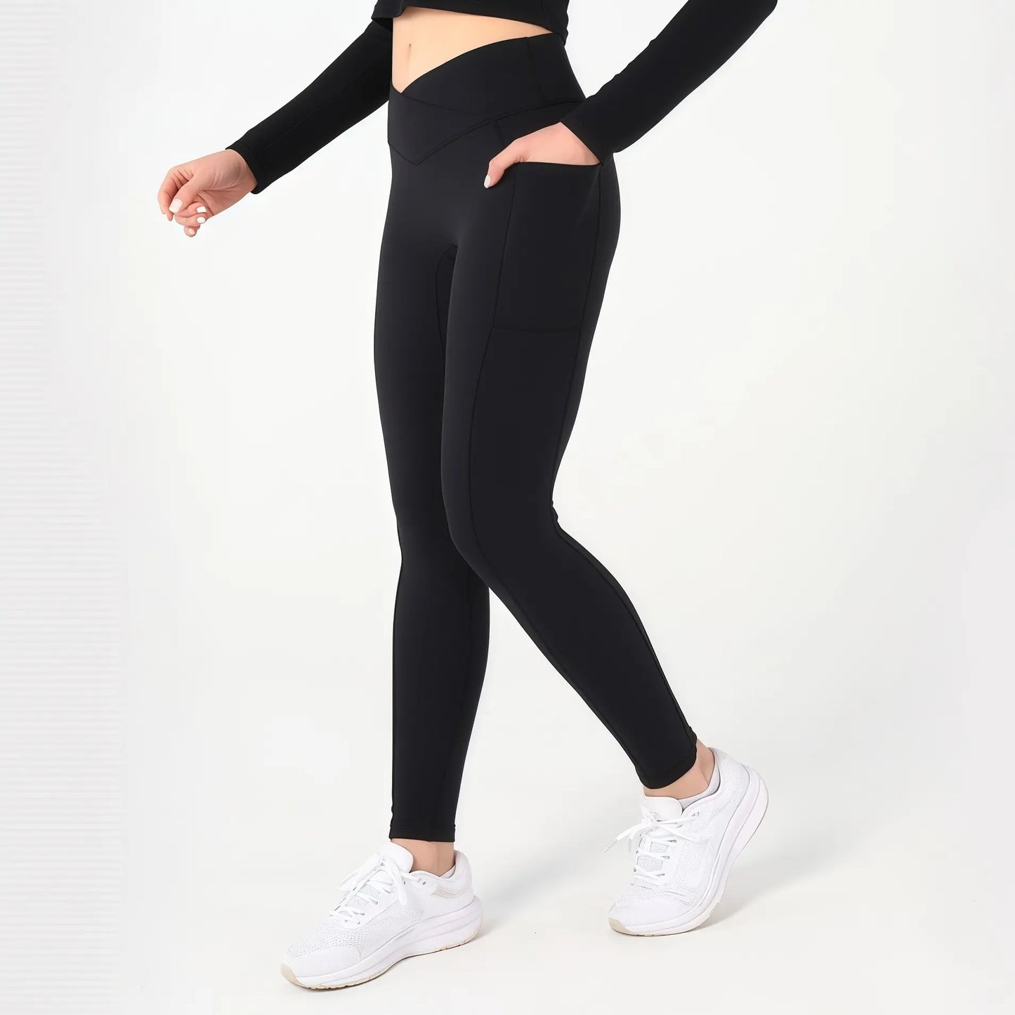 High Waist Stretchable Yoga Pants for Women - Athletic Leggings with Pockets for Yoga, Running, and Outdoor Activities