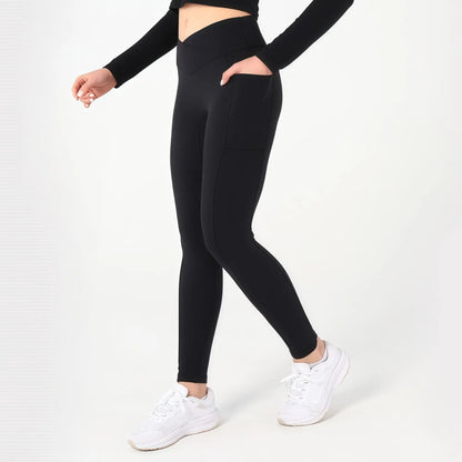 High Waist Stretchable Yoga Pants for Women - Athletic Leggings with Pockets for Yoga, Running, and Outdoor Activities