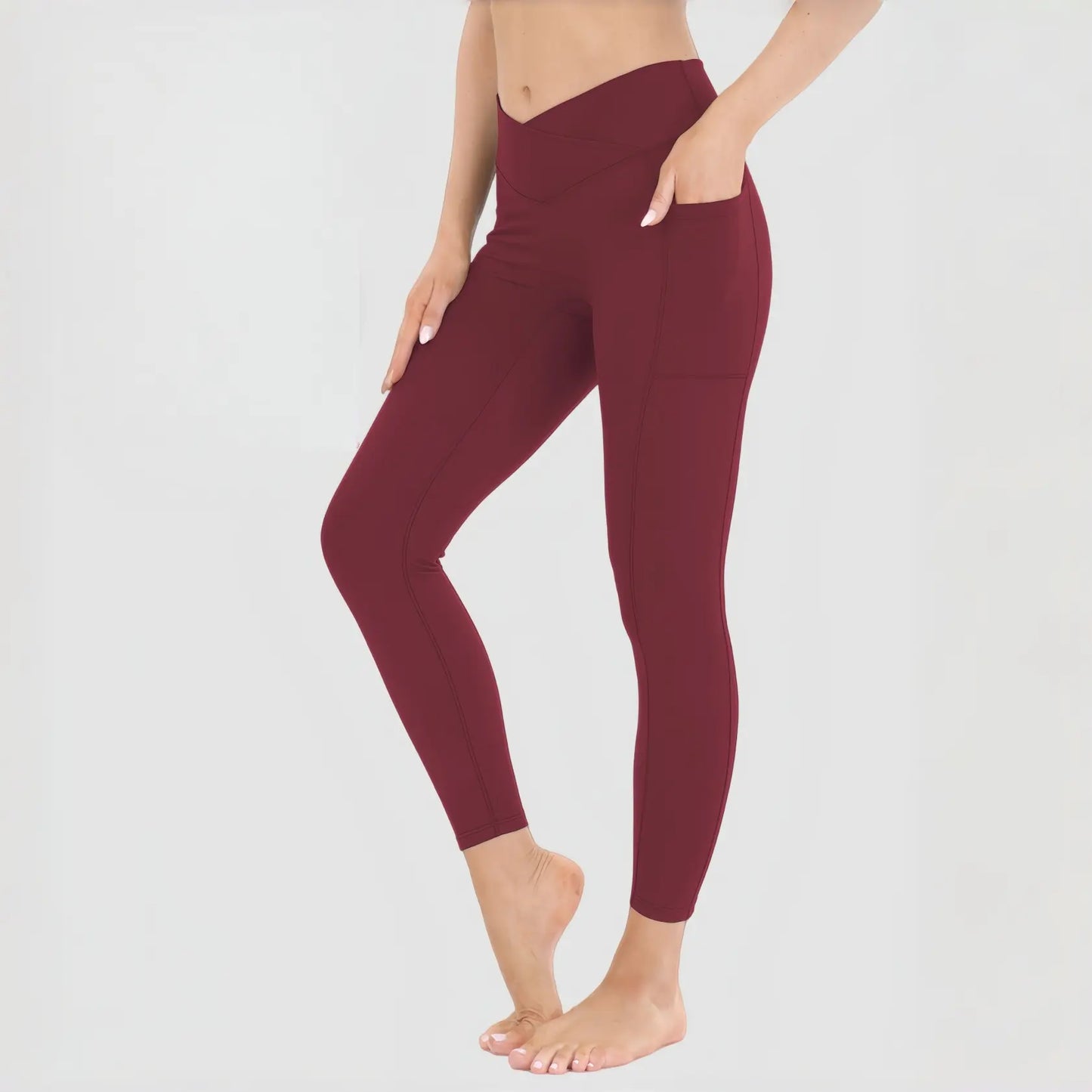 High Waist Stretchable Yoga Pants for Women - Athletic Leggings with Pockets for Yoga, Running, and Outdoor Activities