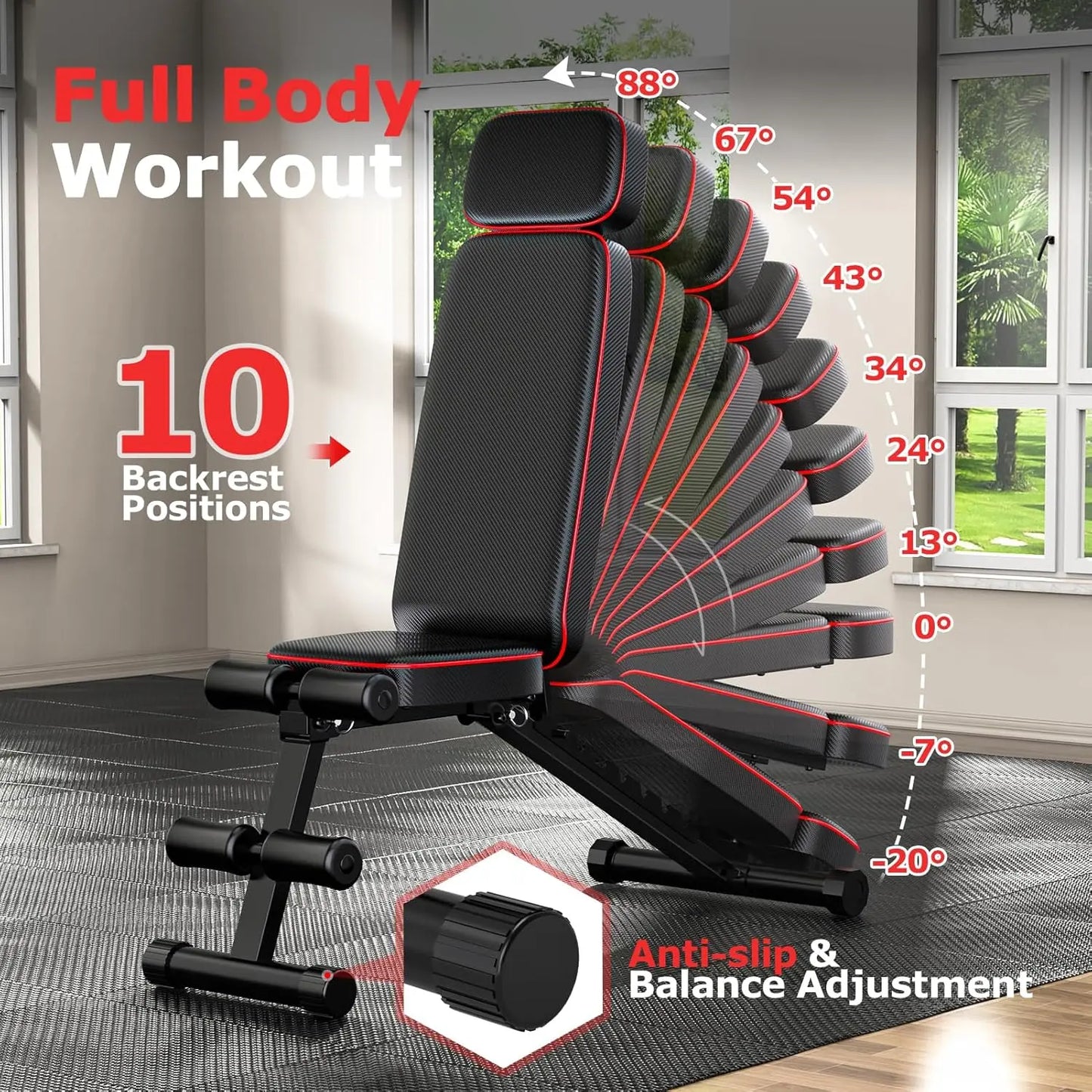 Foldable Weight Bench, 800Lbs Weight Capacity