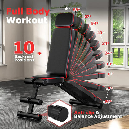 Foldable Weight Bench, 800Lbs Weight Capacity